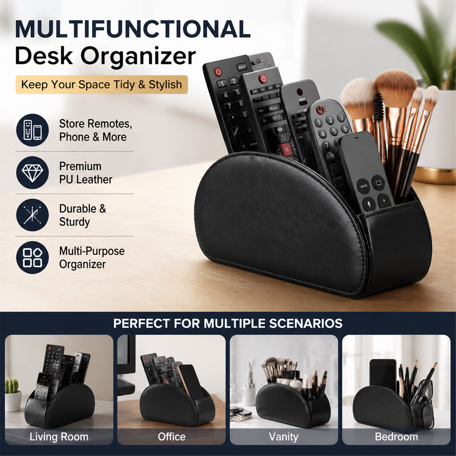 1Pc 5 Grid PU Leather Desktop  - Pegboard Office Organizer 评论和价格