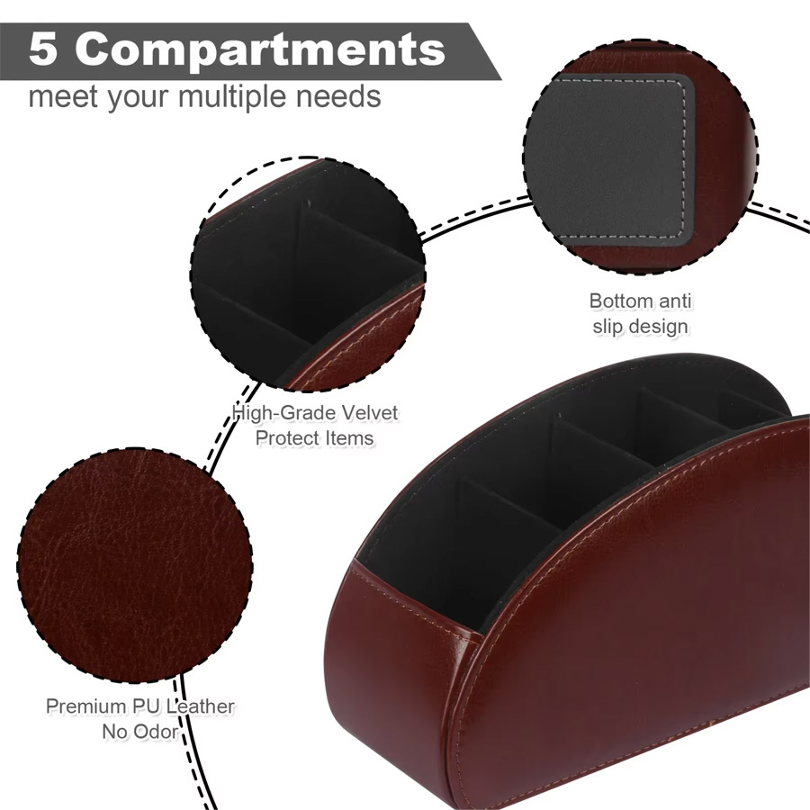1Pc 5 Grid PU Leather Desktop  - Pegboard Office Organizer 评论和价格