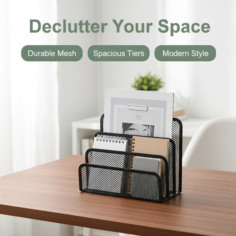 Black Metal Mesh 3 Tier Desk O - Pegboard Office Organizer 评论和价格